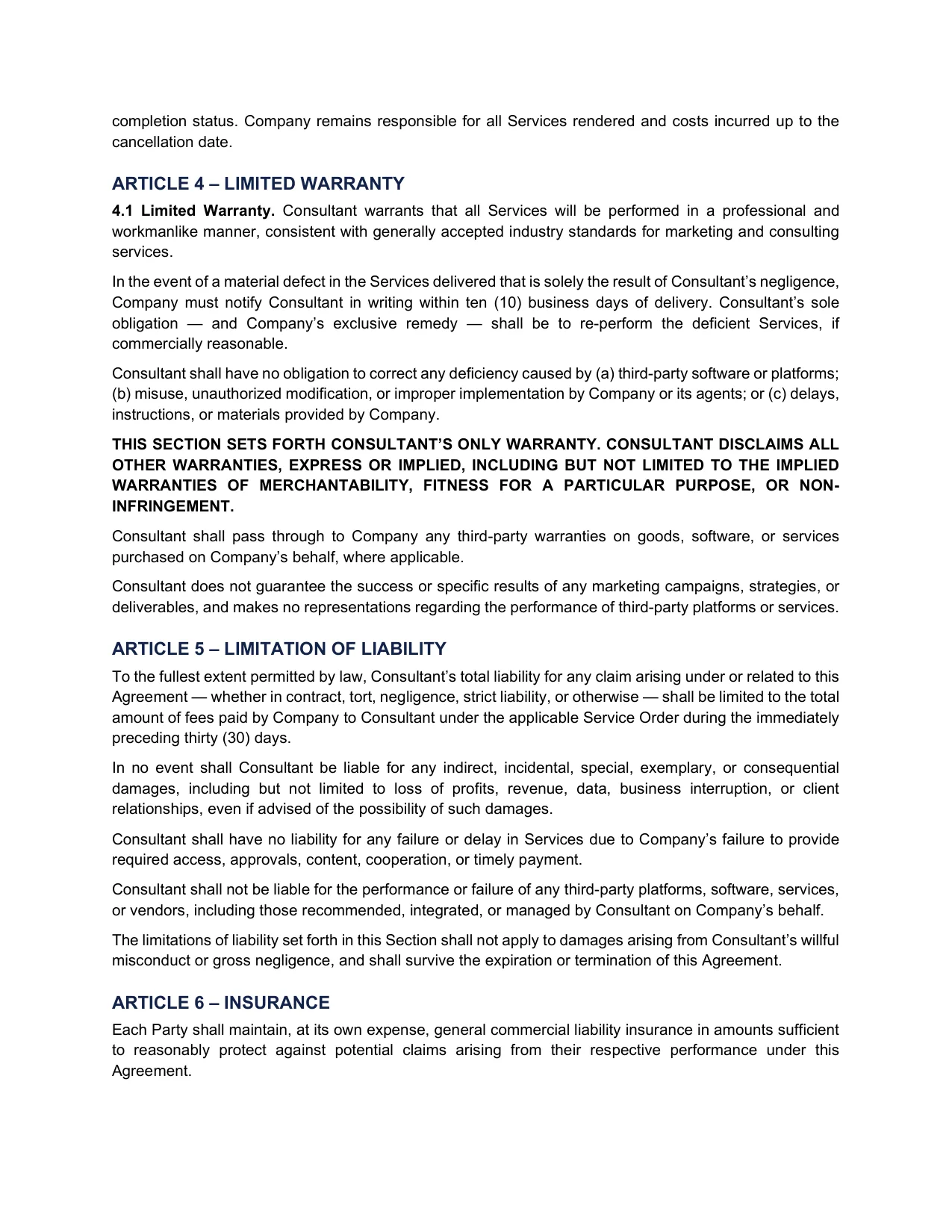 Master Service Agreement – page 5 of 10