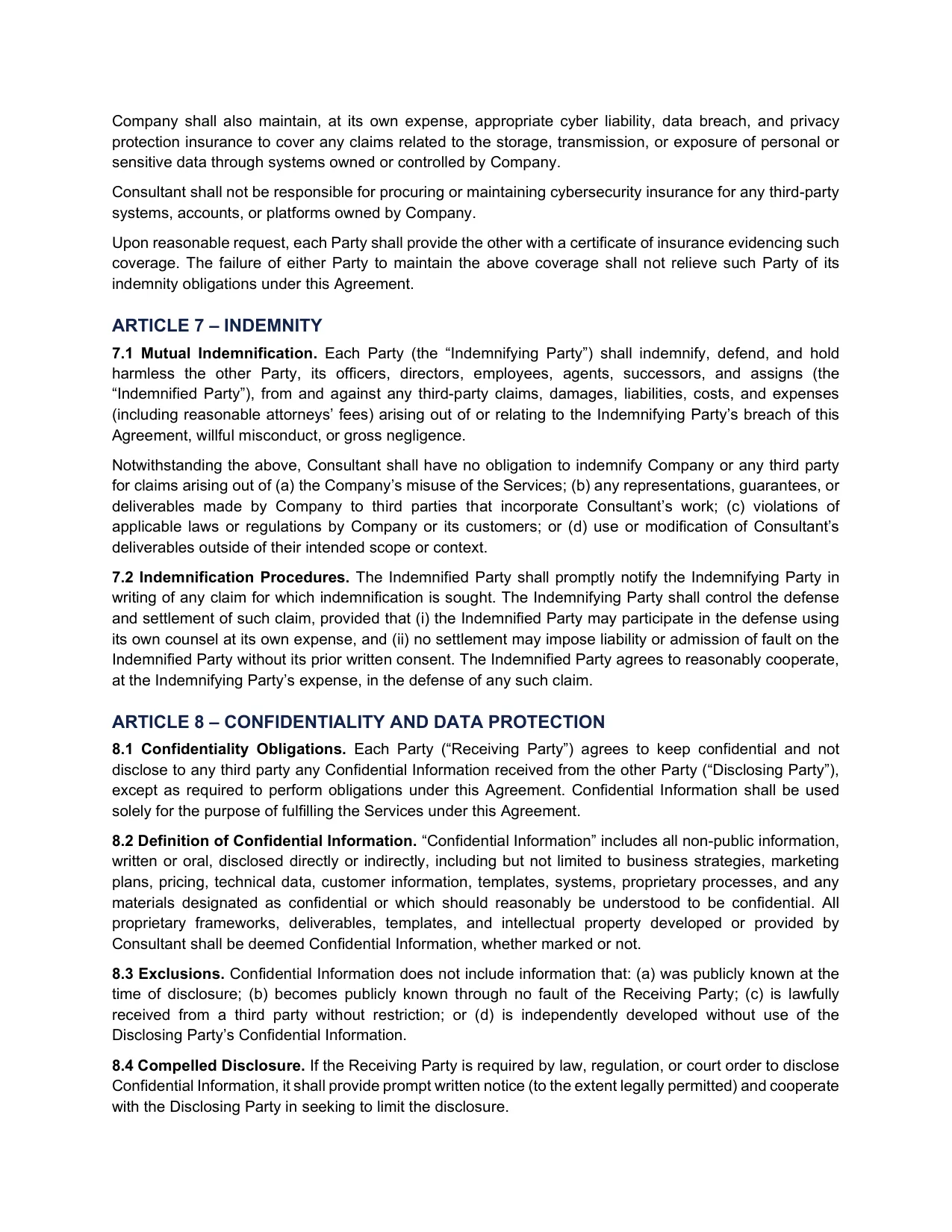 Master Service Agreement – page 6 of 10