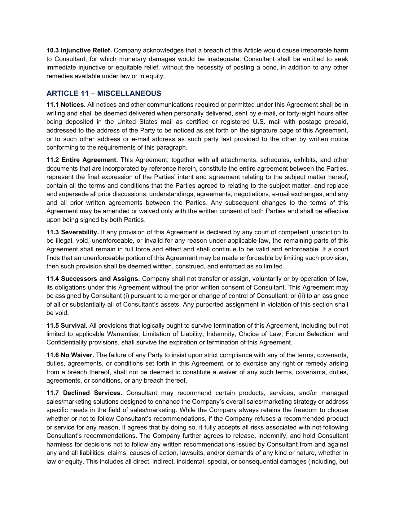 Master Service Agreement – page 8 of 10