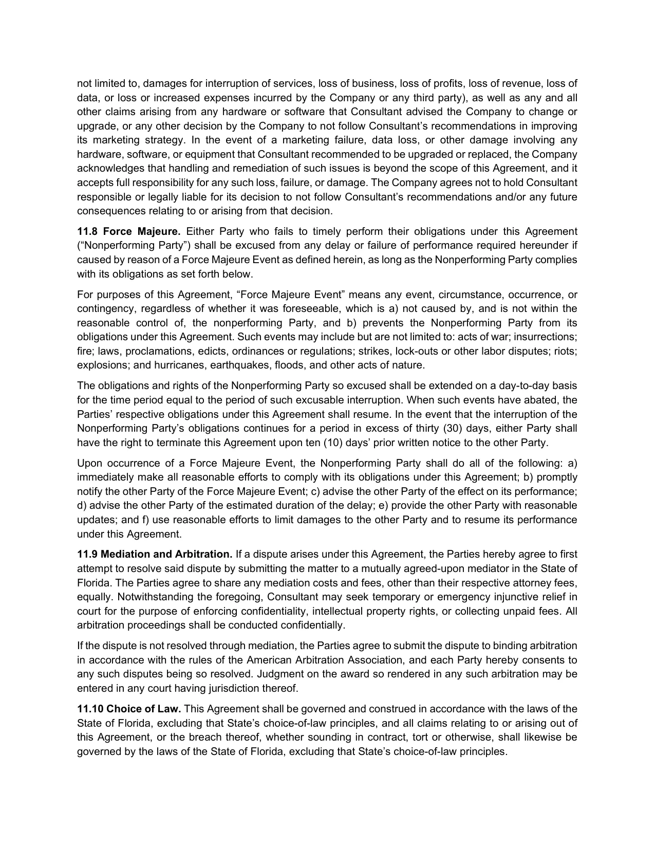 Master Service Agreement – page 9 of 10