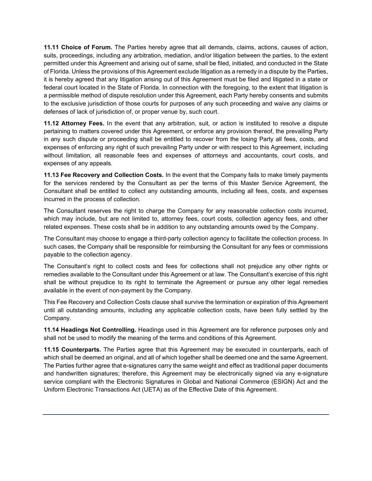 Master Service Agreement – page 10 of 10